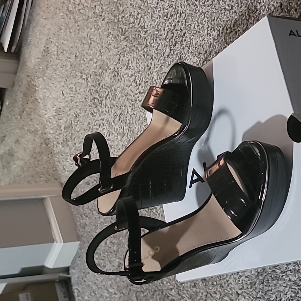 Black leather platform